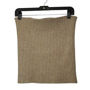 MaxMara Ribbed Knit Infinity Scarf Tan Beige - One Size